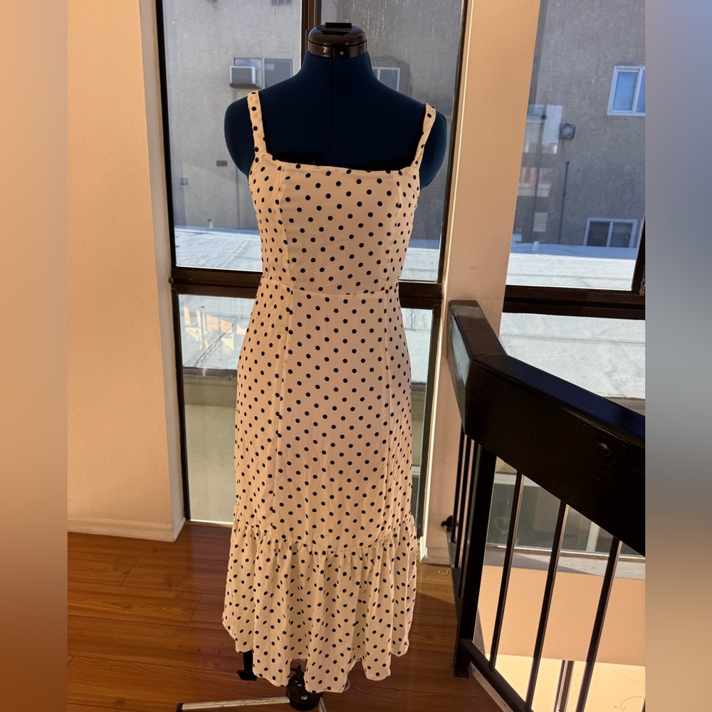 Commense Black and White Polka Dot Midi Dress